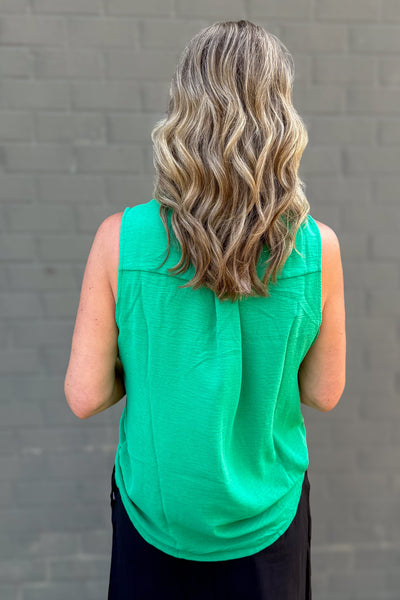 Kelly Green Button Up Tank back