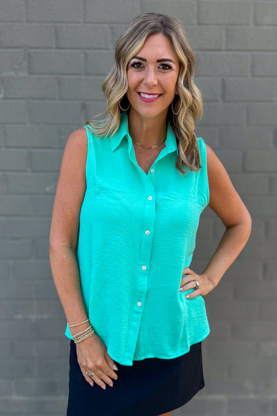 Aqua Mint Button Up Tank