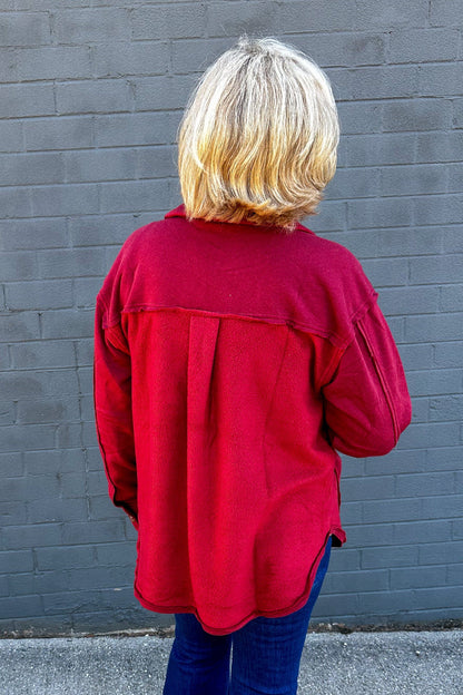 Crimson Red Shawl Collar Jacket back