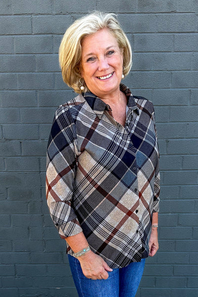 Rust & Black Diagonal Button Shirt