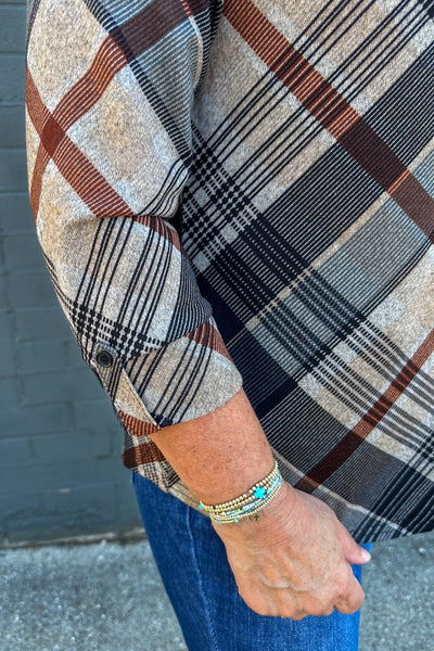 Rust & Black Diagonal Button Shirt detail