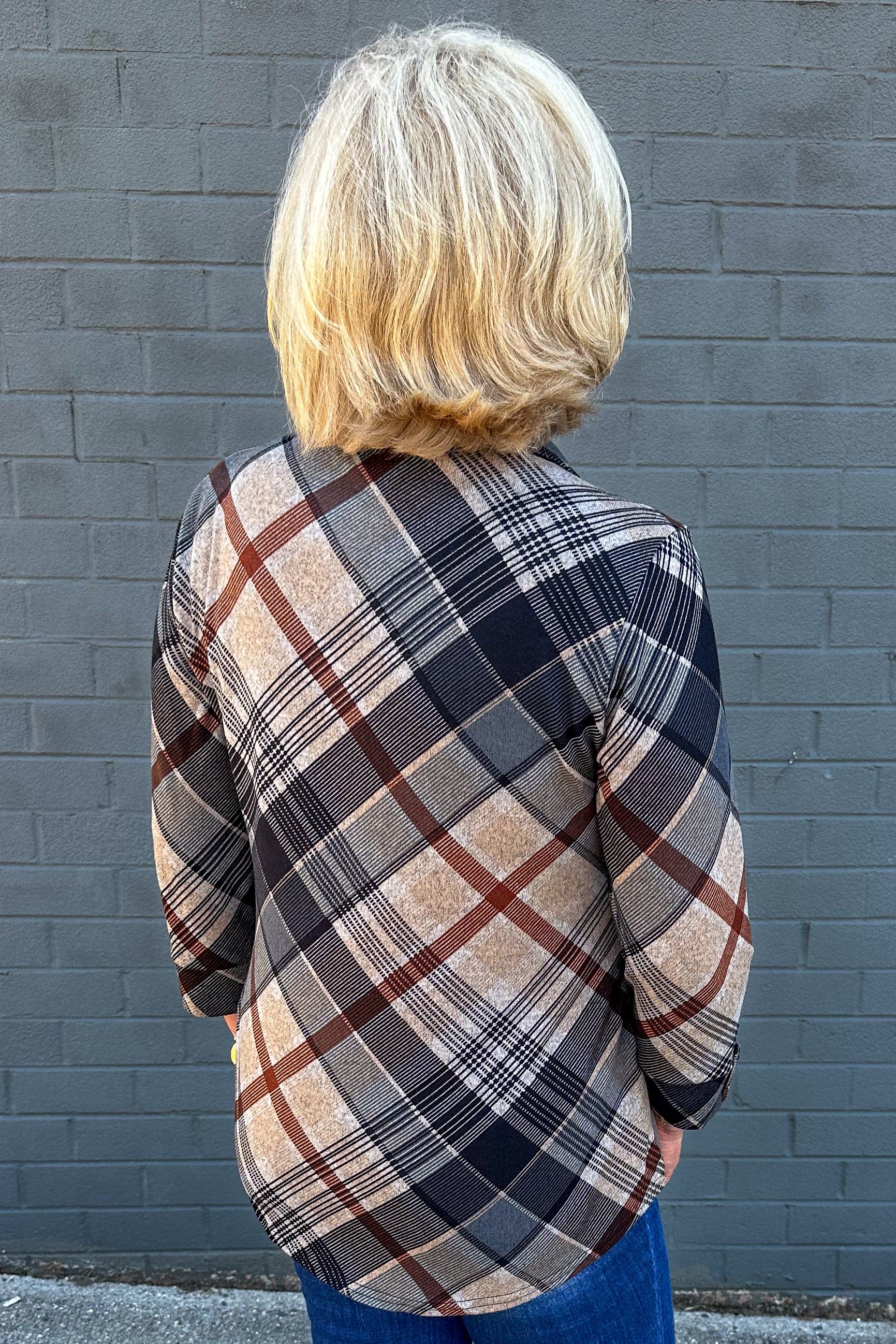 Rust & Black Diagonal Button Shirt back