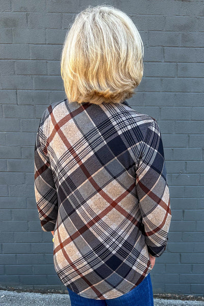 Rust & Black Diagonal Button Shirt back