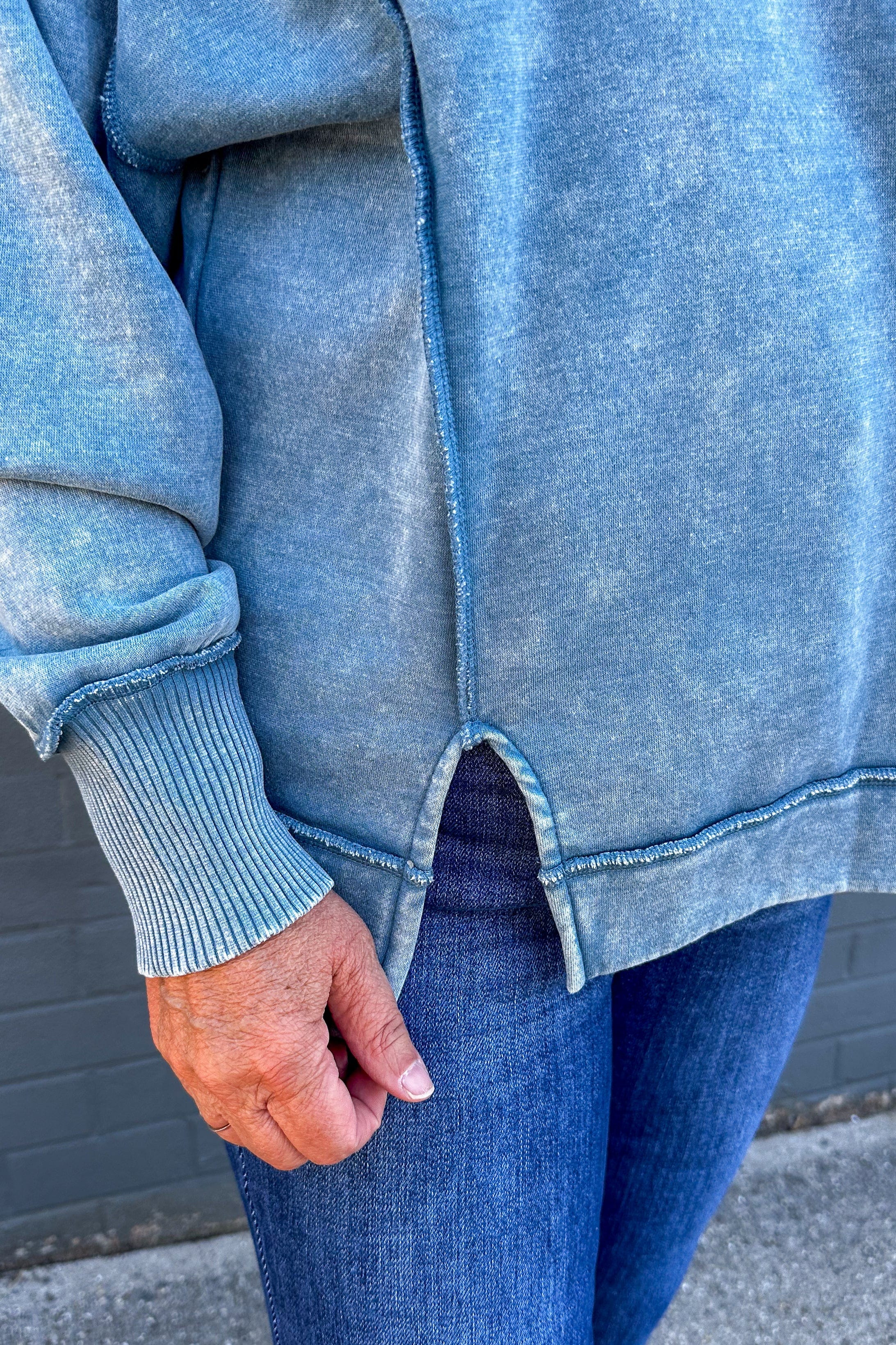 Blue Grey Mineral Wash Popover detail