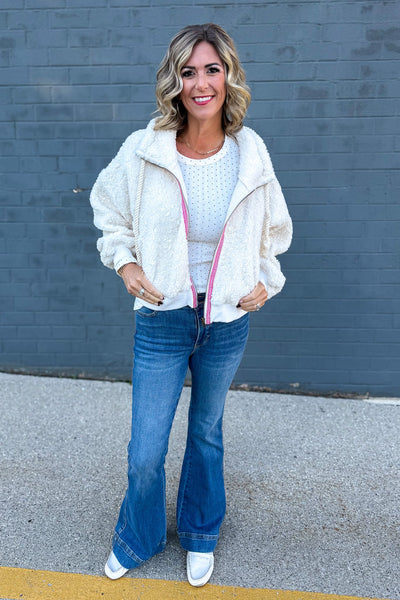 Ivory Polka Dot Pointelle Top Styled