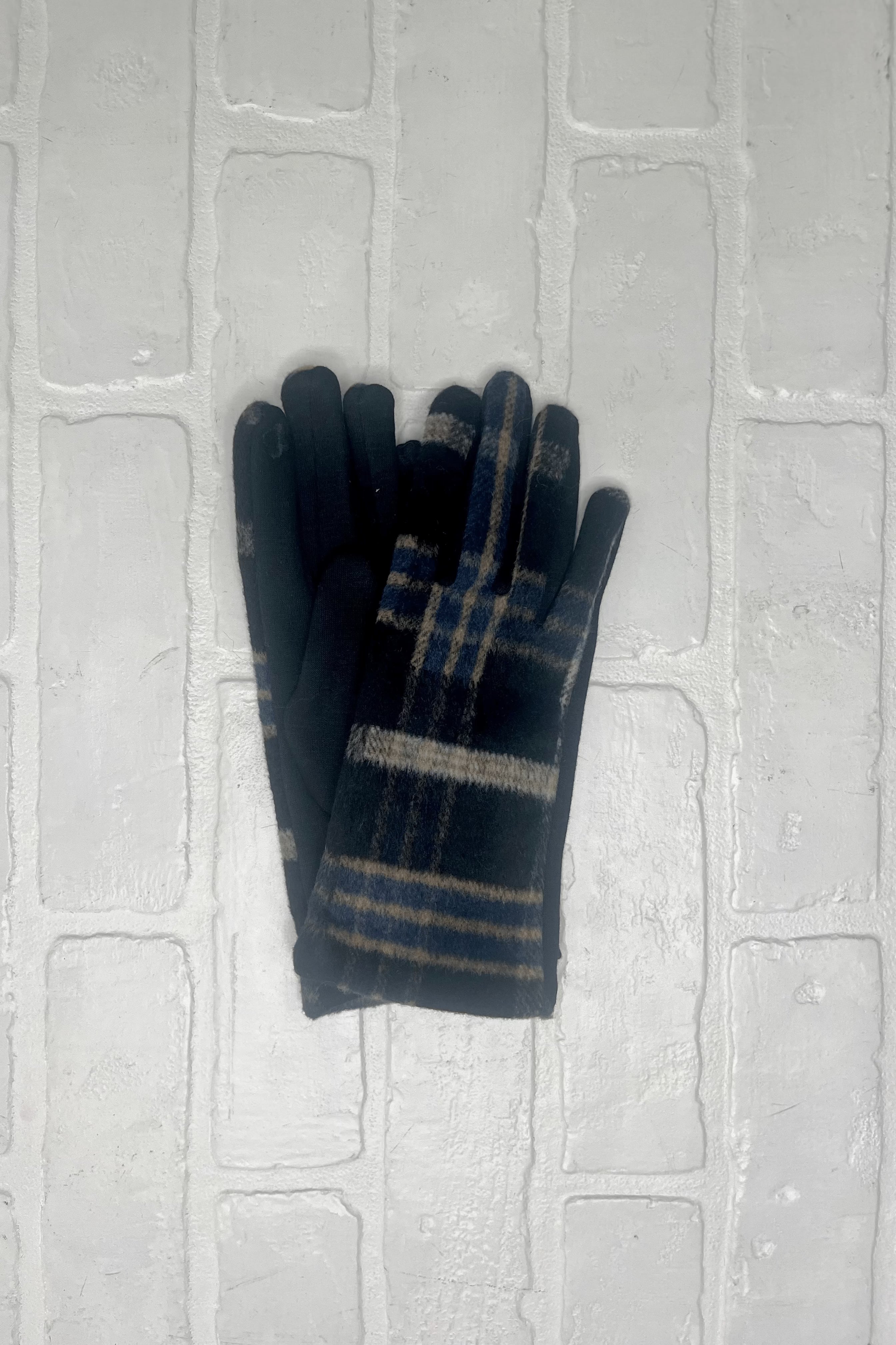 Black Windowpane Plaid Smart Touch Glove