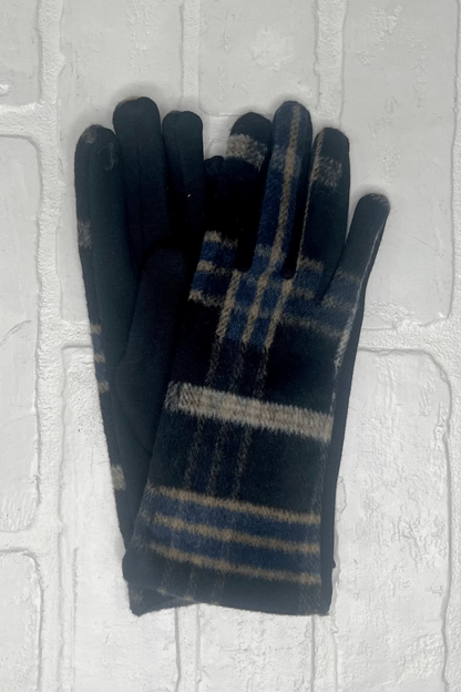Black Windowpane Plaid Smart Touch Glove