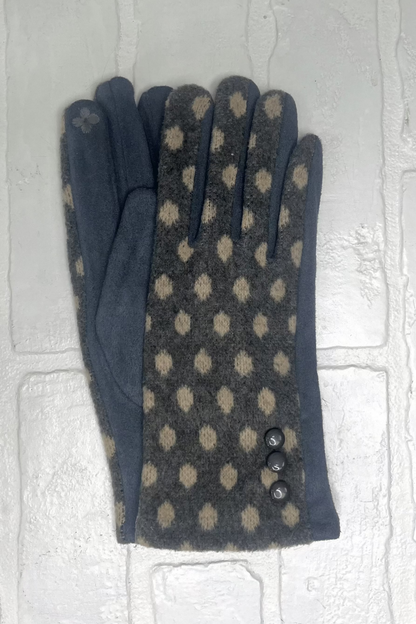 Grey Polka Dot Glove with Smart Touch