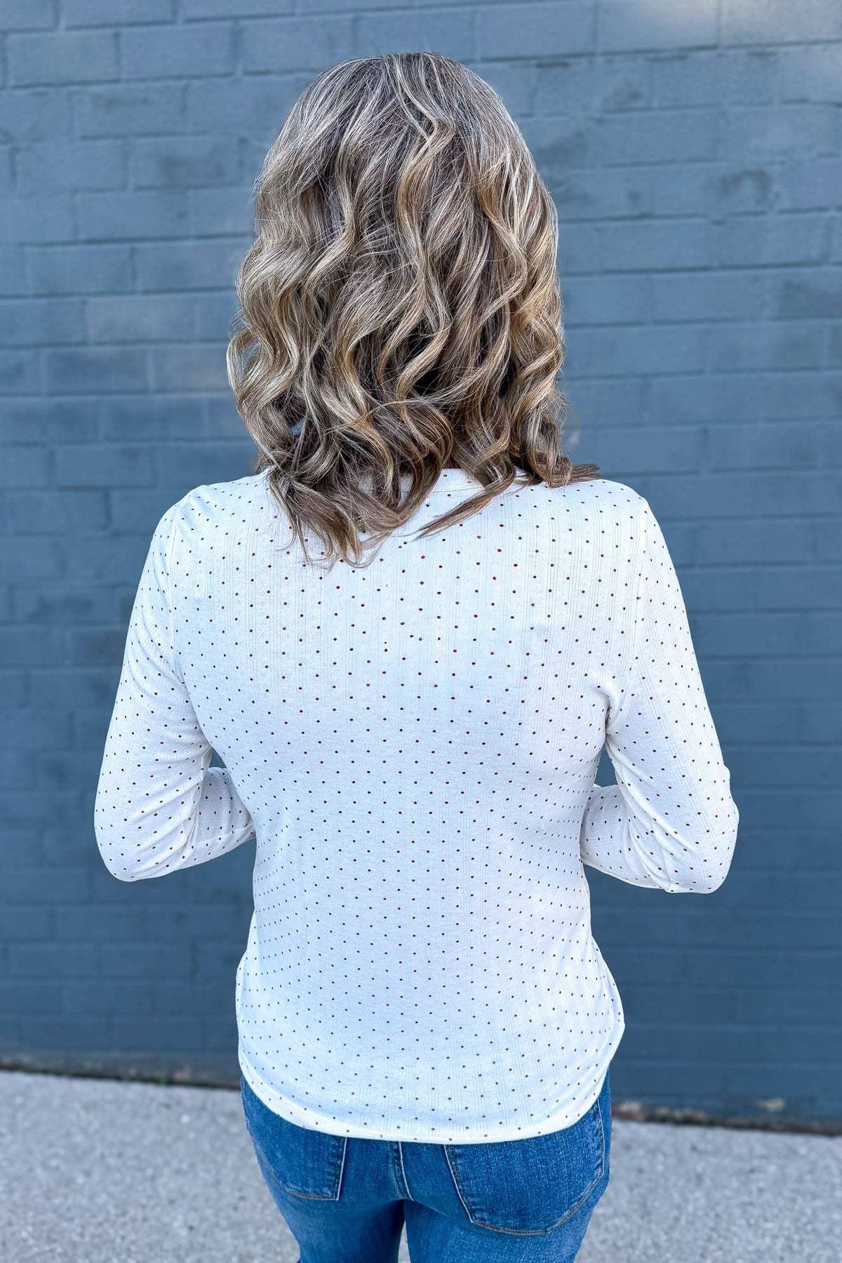 Ivory Polka Dot Pointelle Top Back