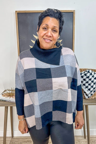 Black Checker Poncho