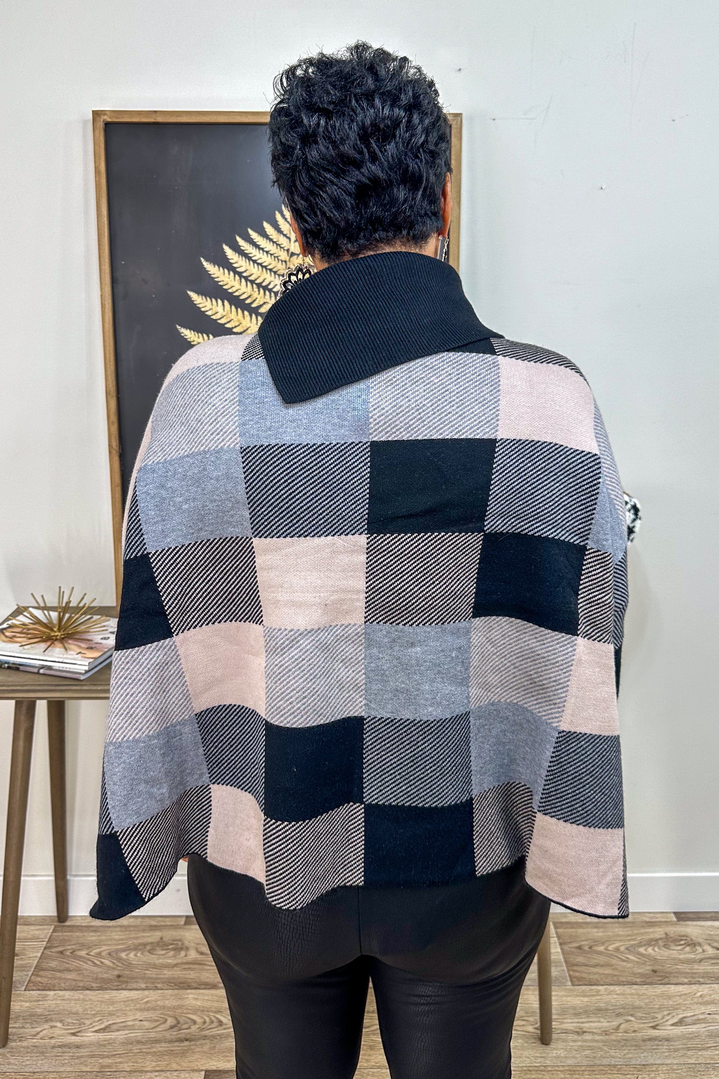 Black Checker Poncho