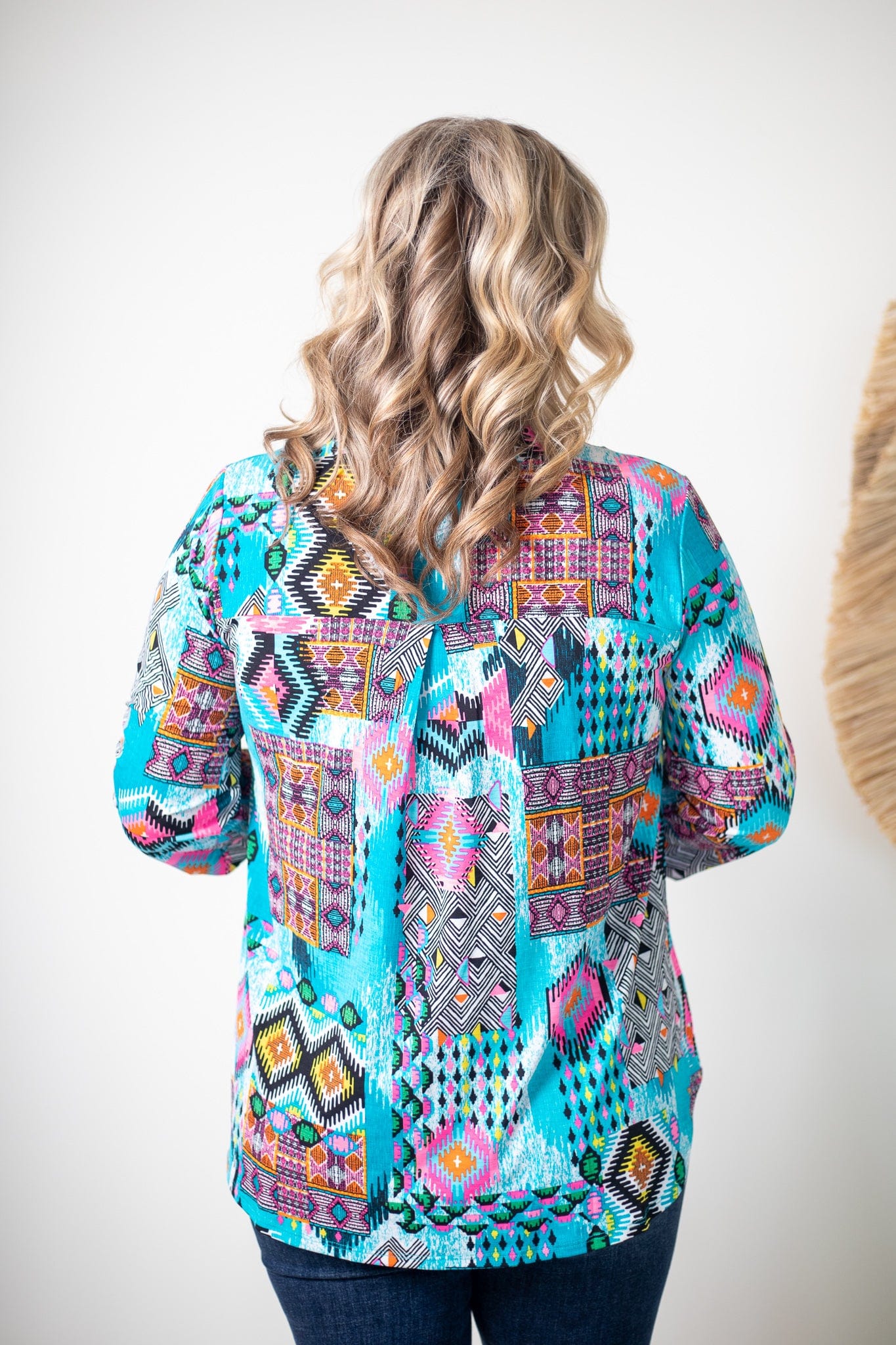 Neon Mix Aztec Lizzy Top, back view