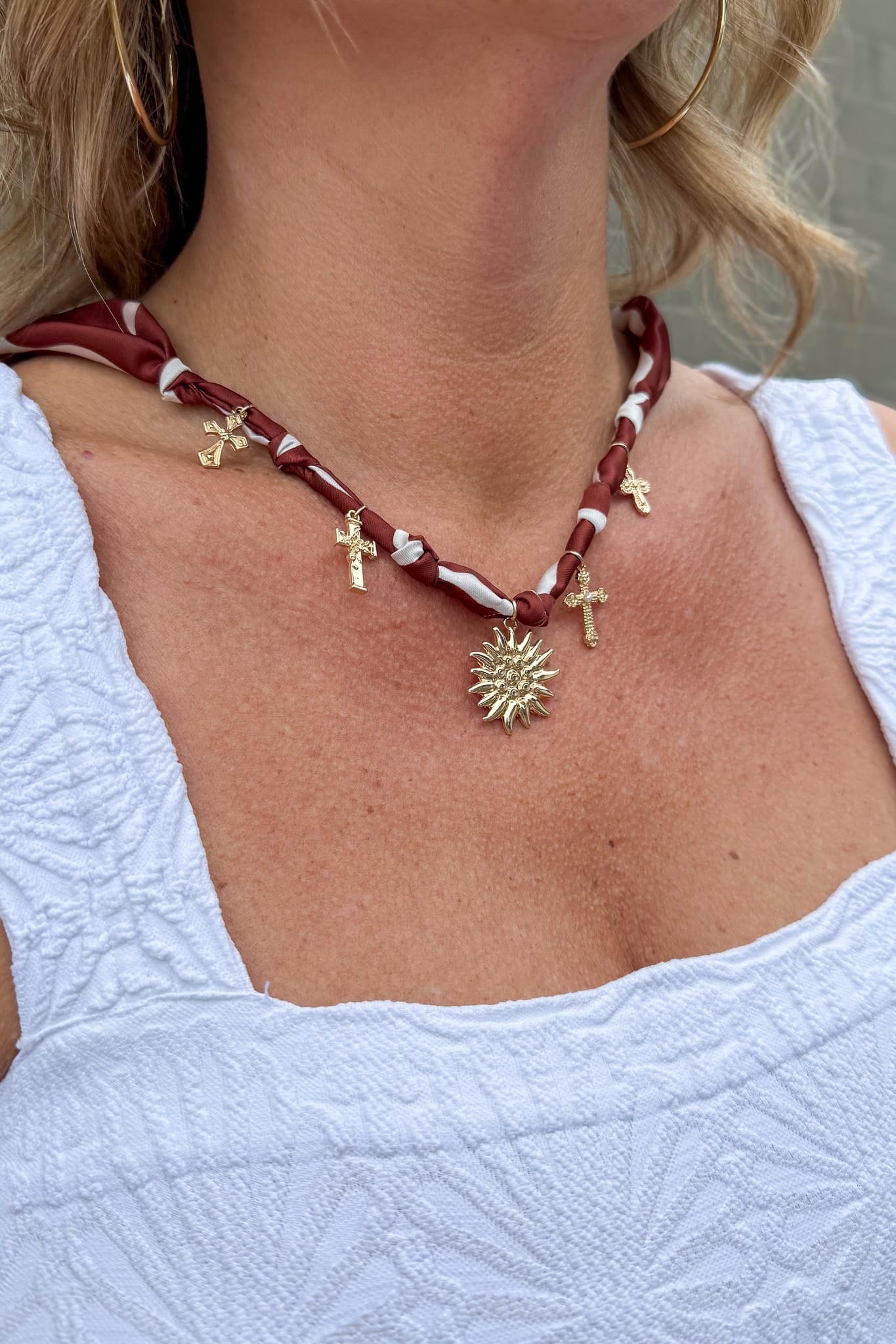 Brown Scarf Charm Necklace