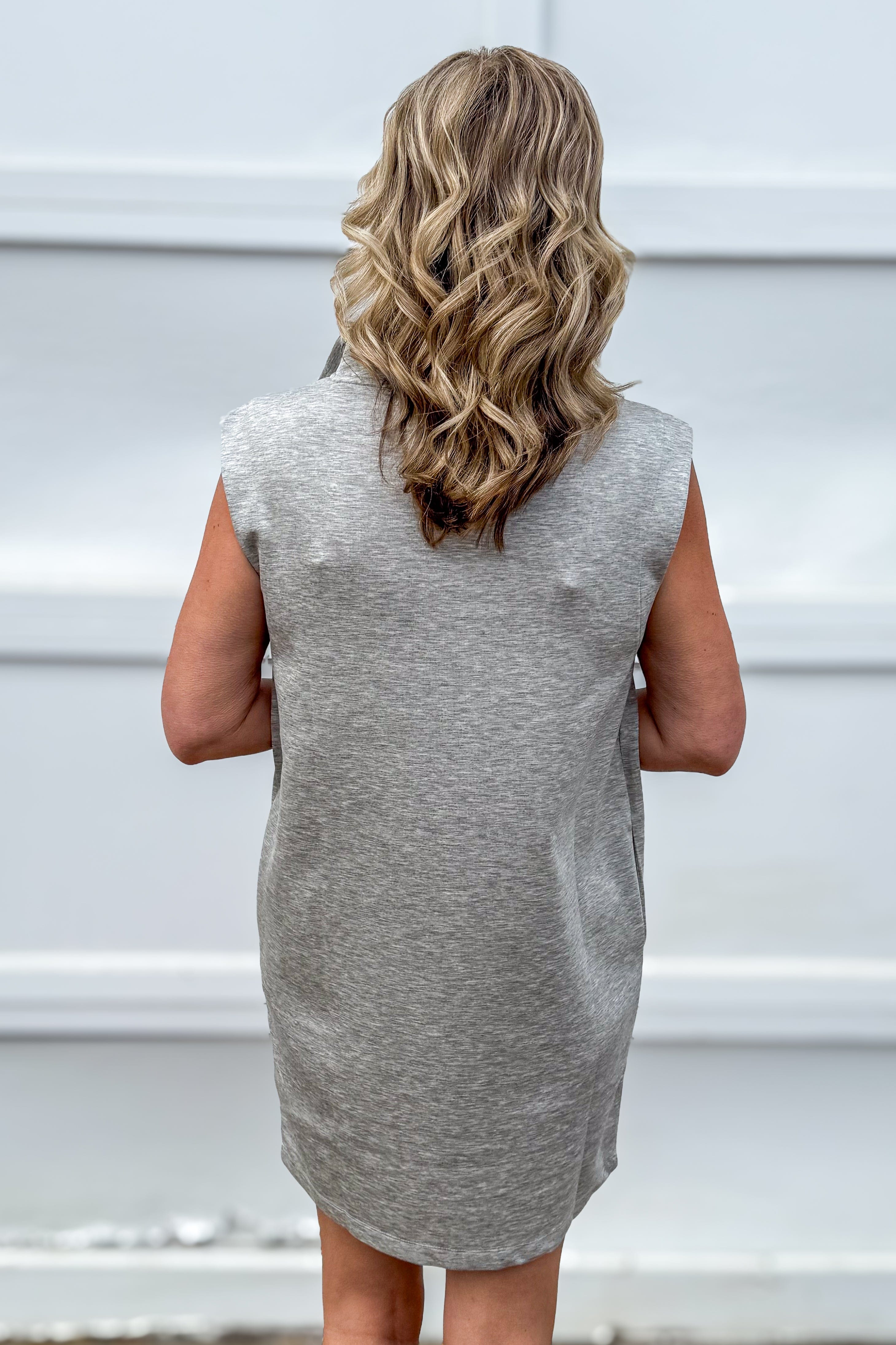 Grey Half Zip French Terry Dress back