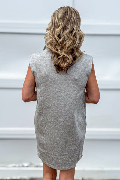 Grey Half Zip French Terry Dress back