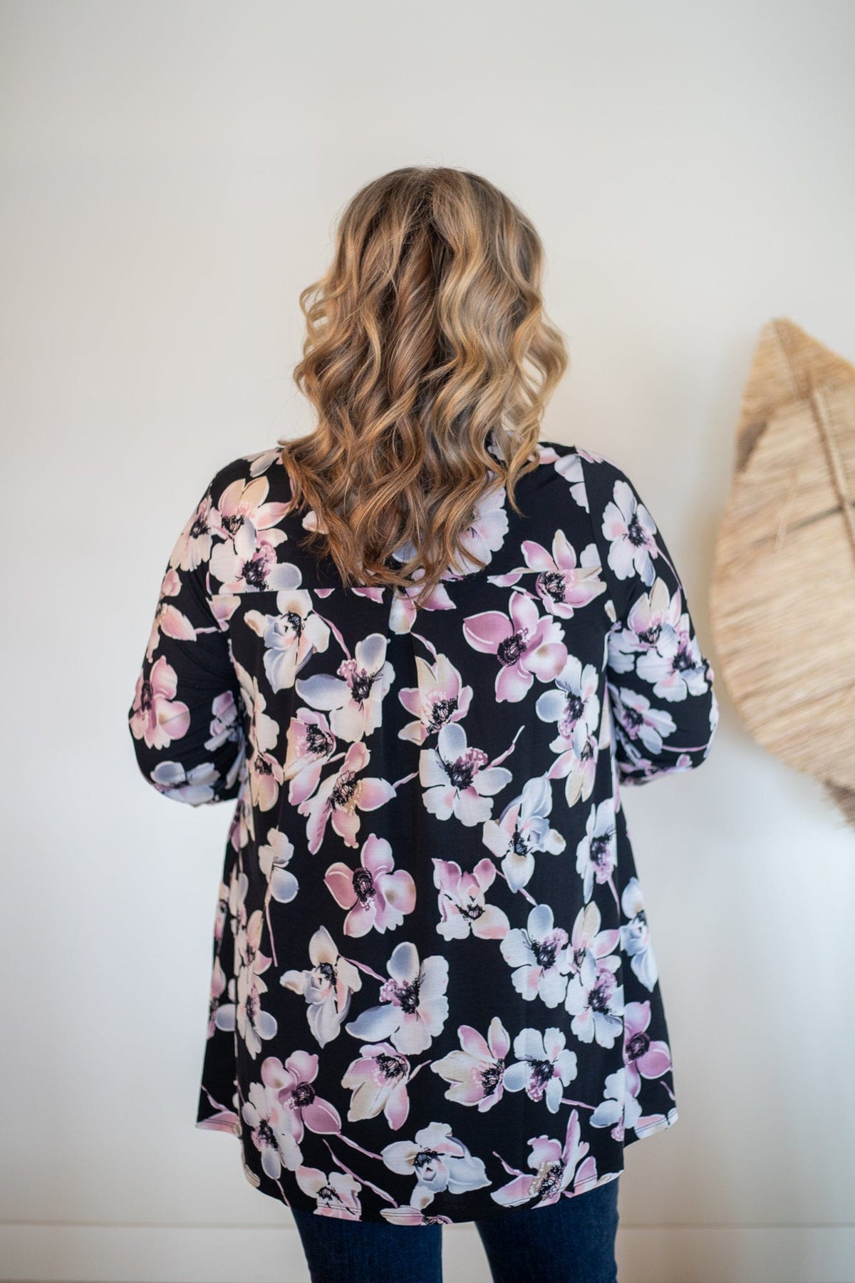 Pastel Peony Black Cardigan