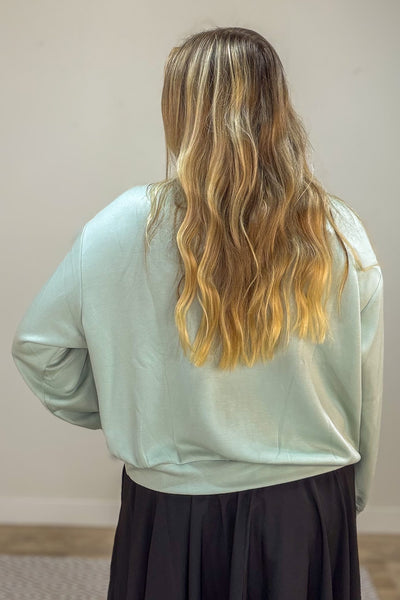 Sage Floral Embroidered Pullover Top Back