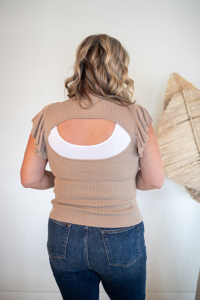 Open Back Mocha Knit Top