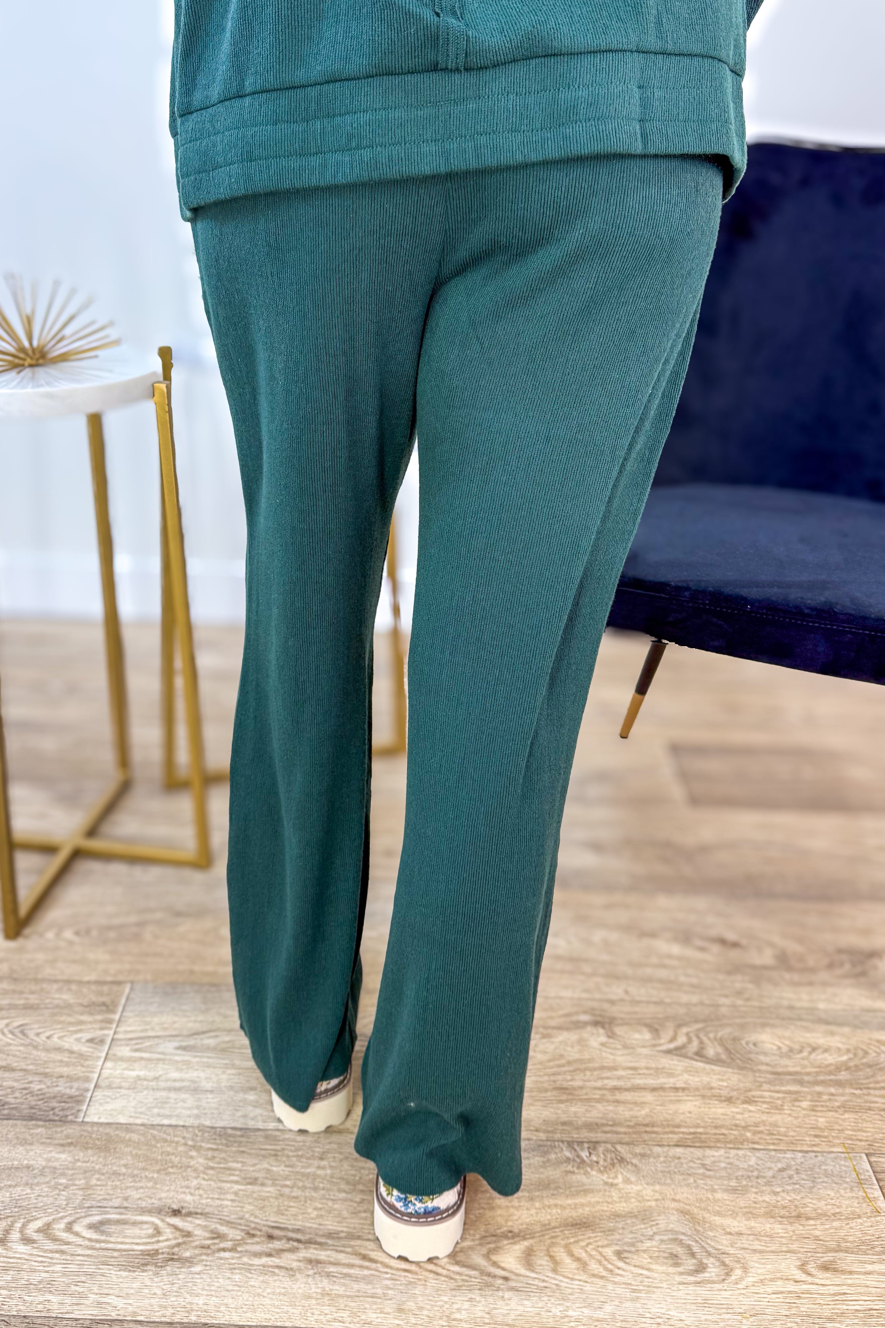 Hunter Green Knit Straight Pants Back