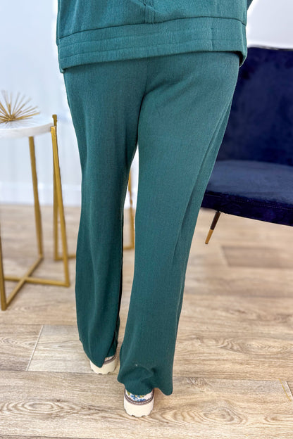 Hunter Green Knit Straight Pants Back