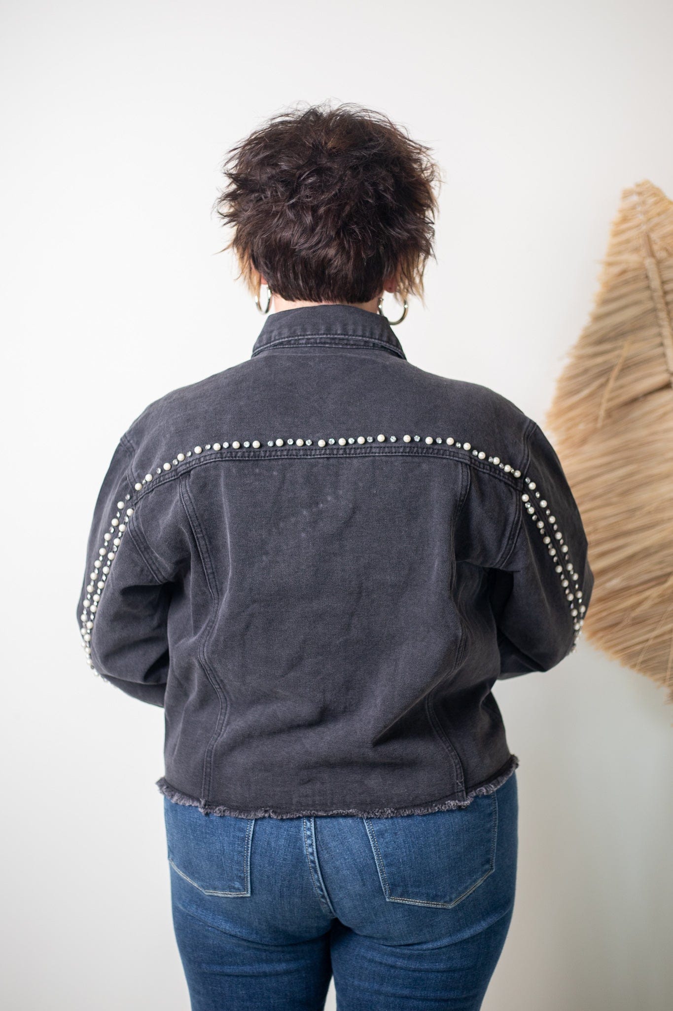 Charcoal Studded Denim Jacket
