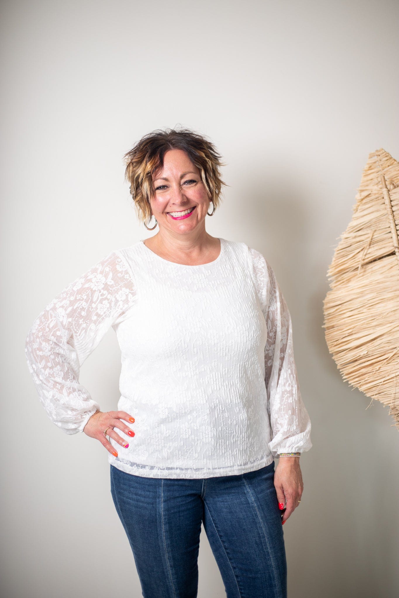 Ivory Keyhole Lace Top
