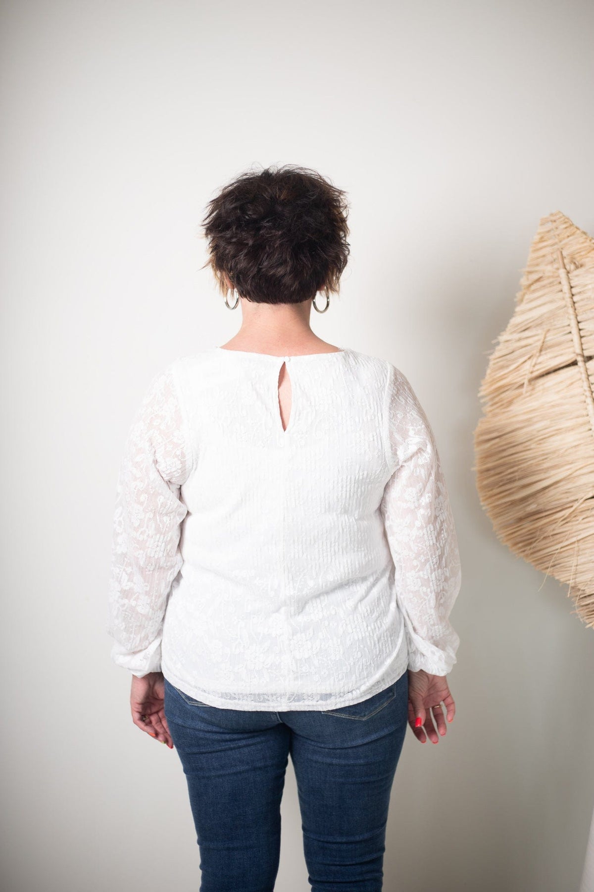 Ivory Keyhole Lace Top