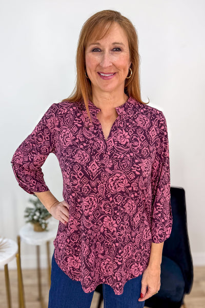 Maroon & Pink Paisley Lizzy Blouse 
