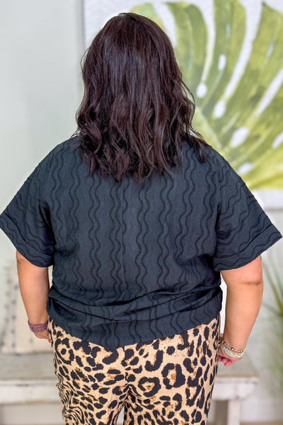 Black Wave Textured Blouse back