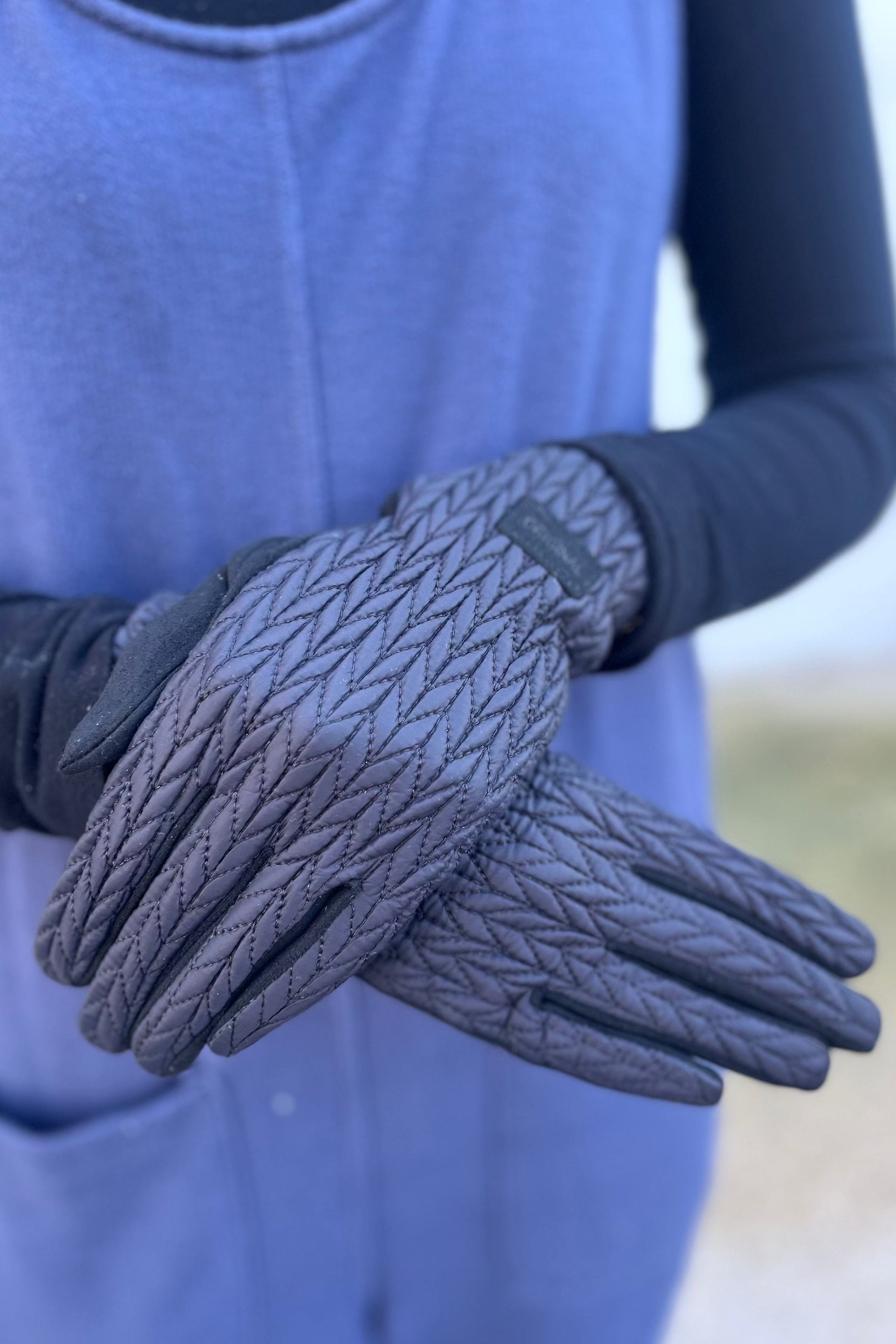 Black Stocking Stitch Texture Gloves
