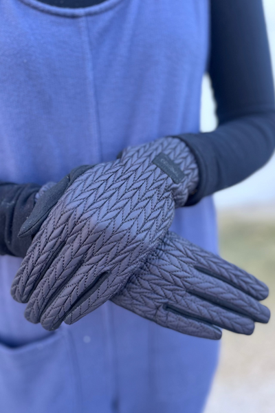 Black Stocking Stitch Texture Gloves