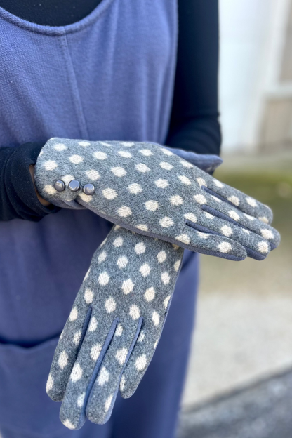 Grey Polka Dot Glove with Smart Touch