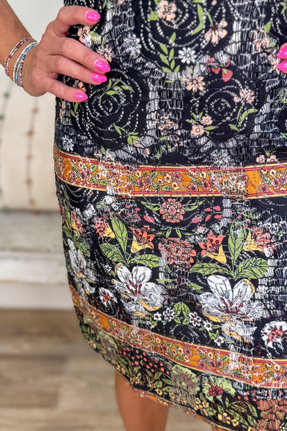 Black Floral Lace Shift Dress detailed
