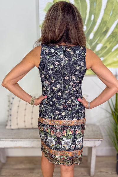 Black Floral Lace Shift Dress back
