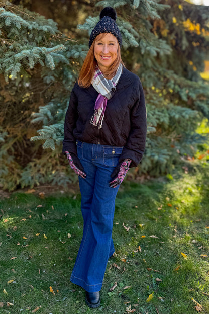 Black Quilted Bomber Jacket Styled