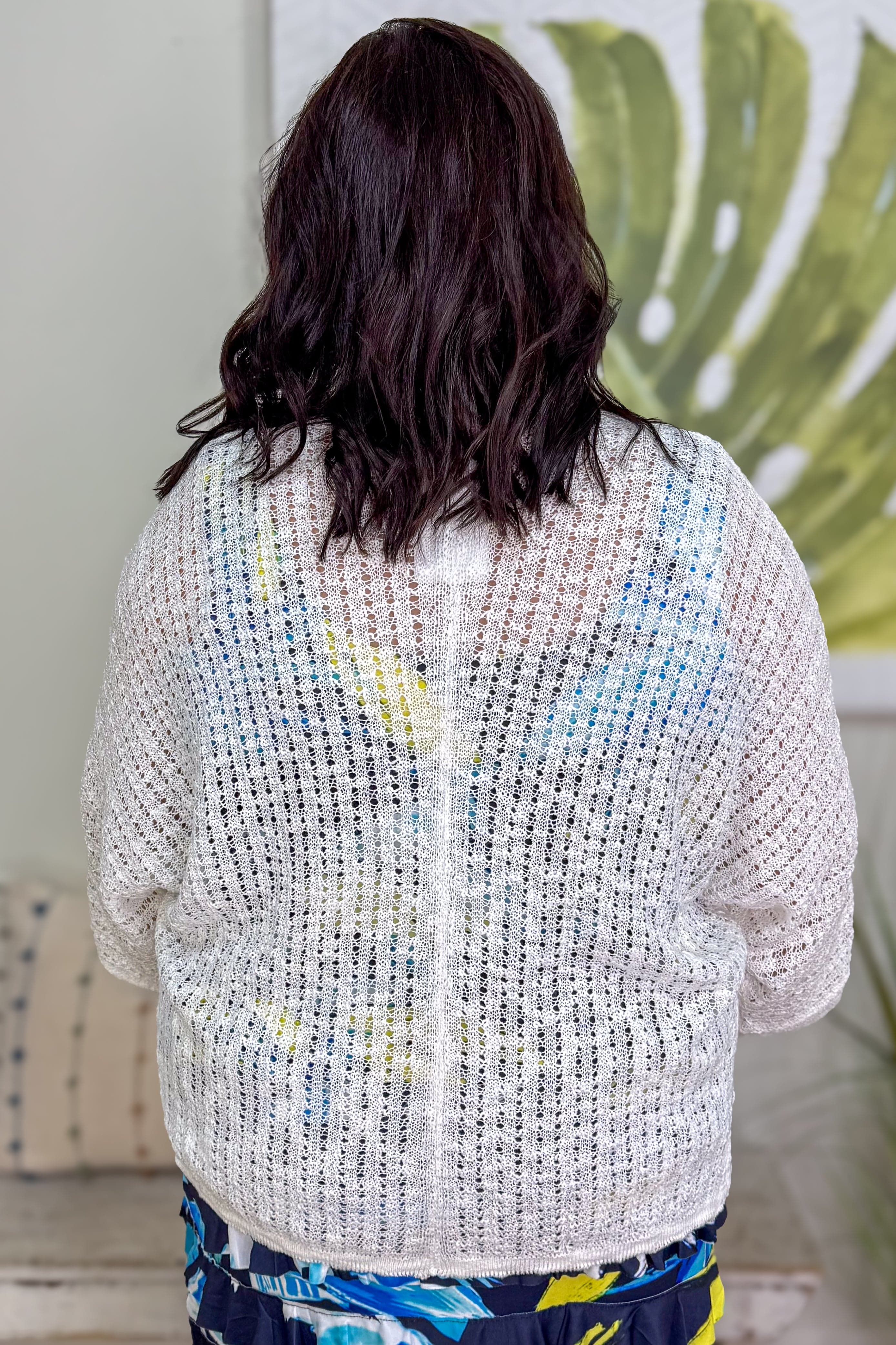 Ivory Open Weave Kimono Cardigan