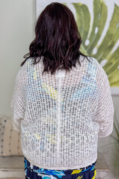 Ivory Open Weave Kimono Cardigan