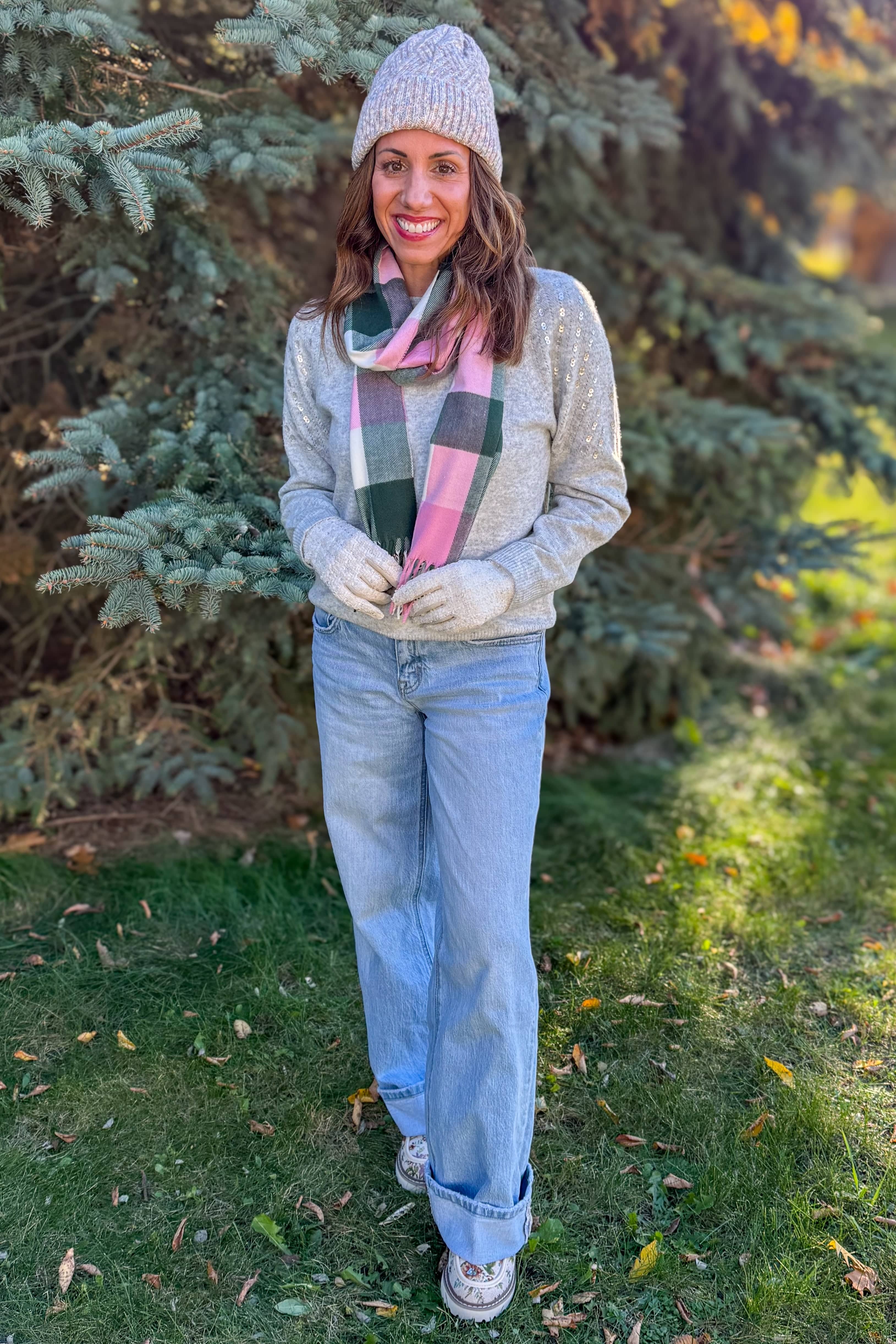 Heather Grey Sequin Pullover Sweater Styed