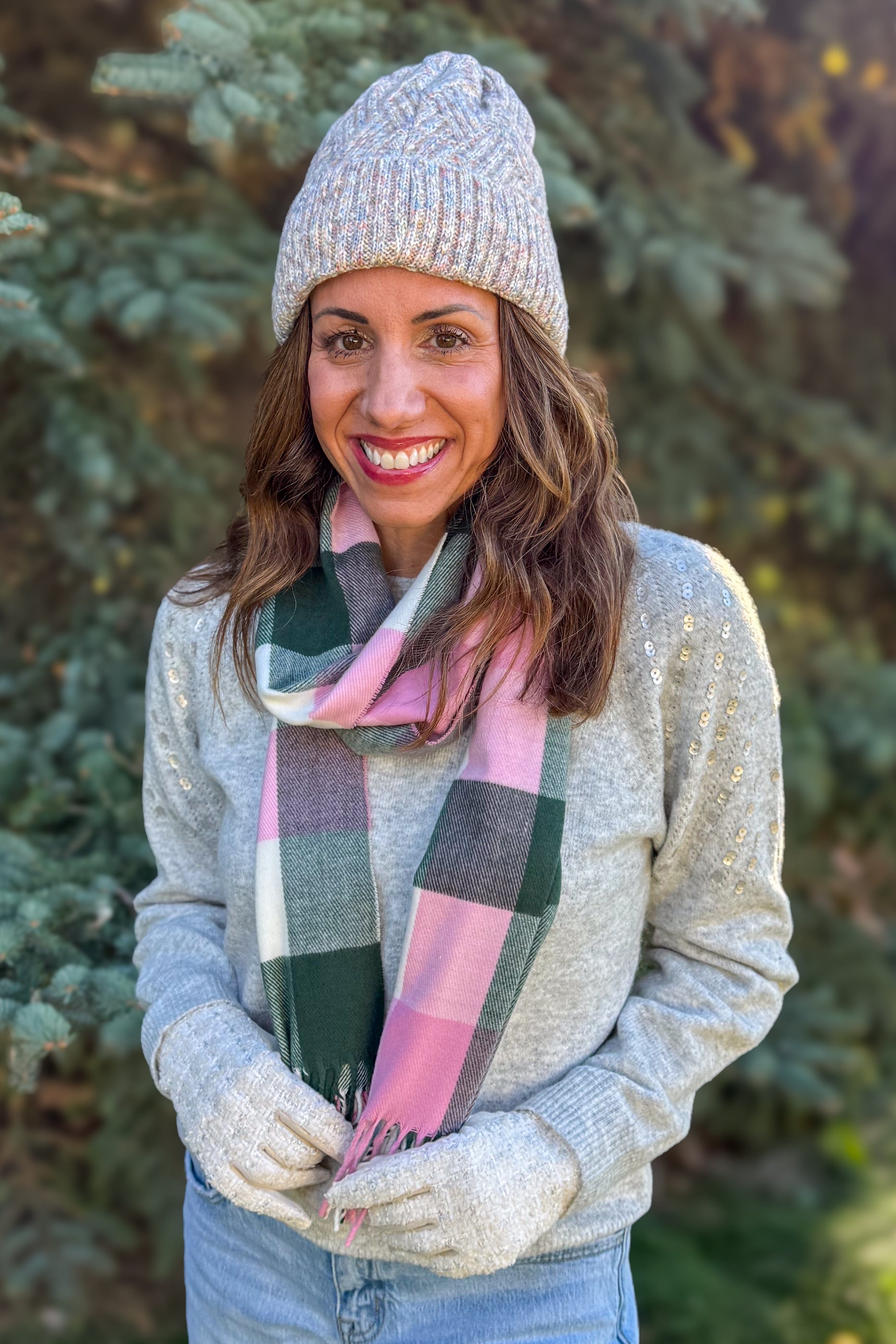 Heather Grey Sequin Pullover Sweater