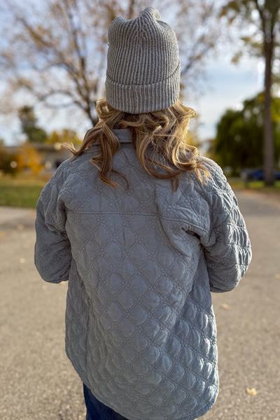 Winter Spruce Quilted Floral Snap Up Jacket Back