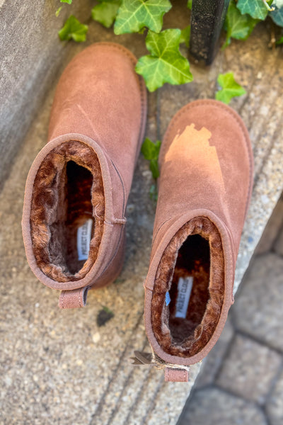 Genovera Tobacco Suede Fur Lined Ankle Boot