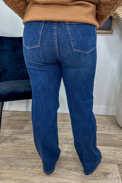 Dark Wide Leg Tummy Control Jean back