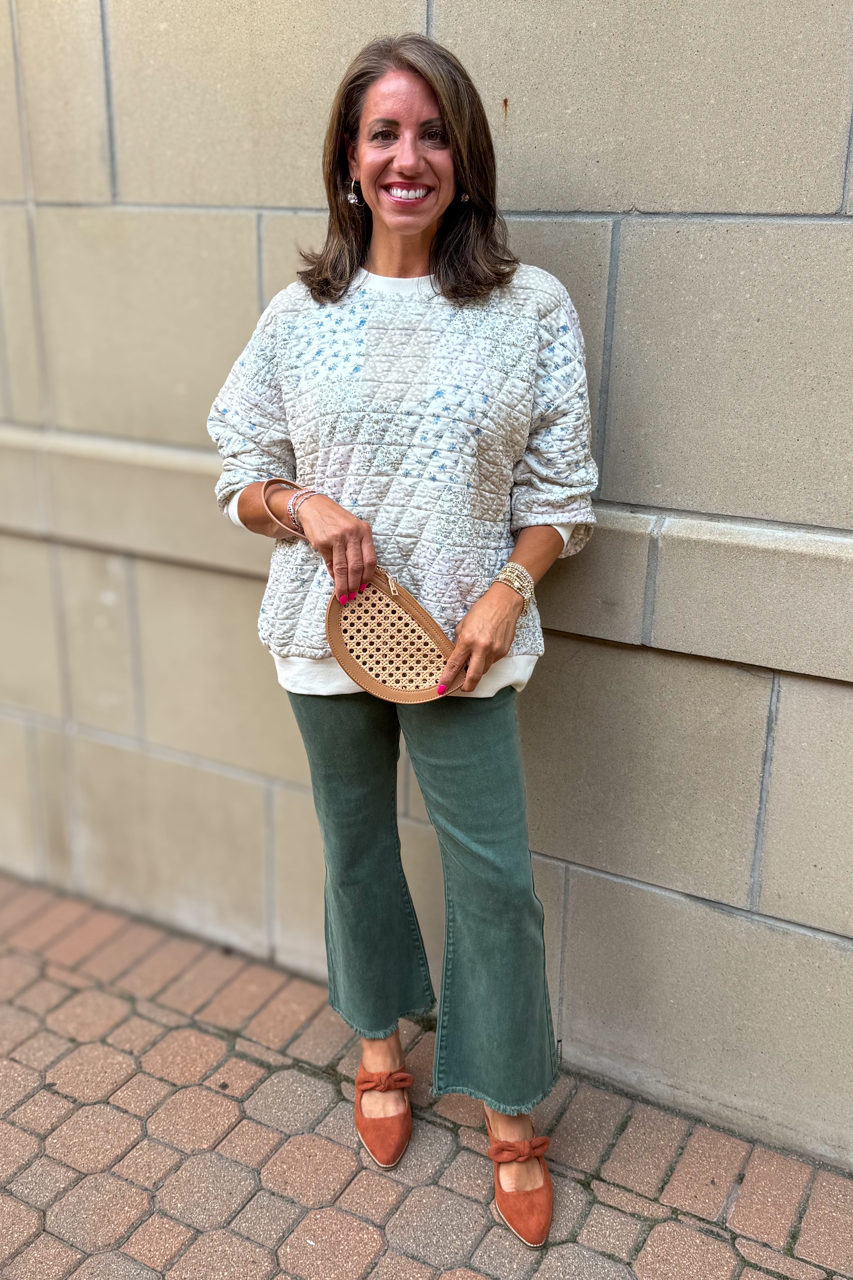 Cream Multi-Floral Patchwork Knit Top Styled