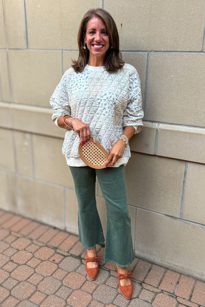 Cream Multi-Floral Patchwork Knit Top Styled