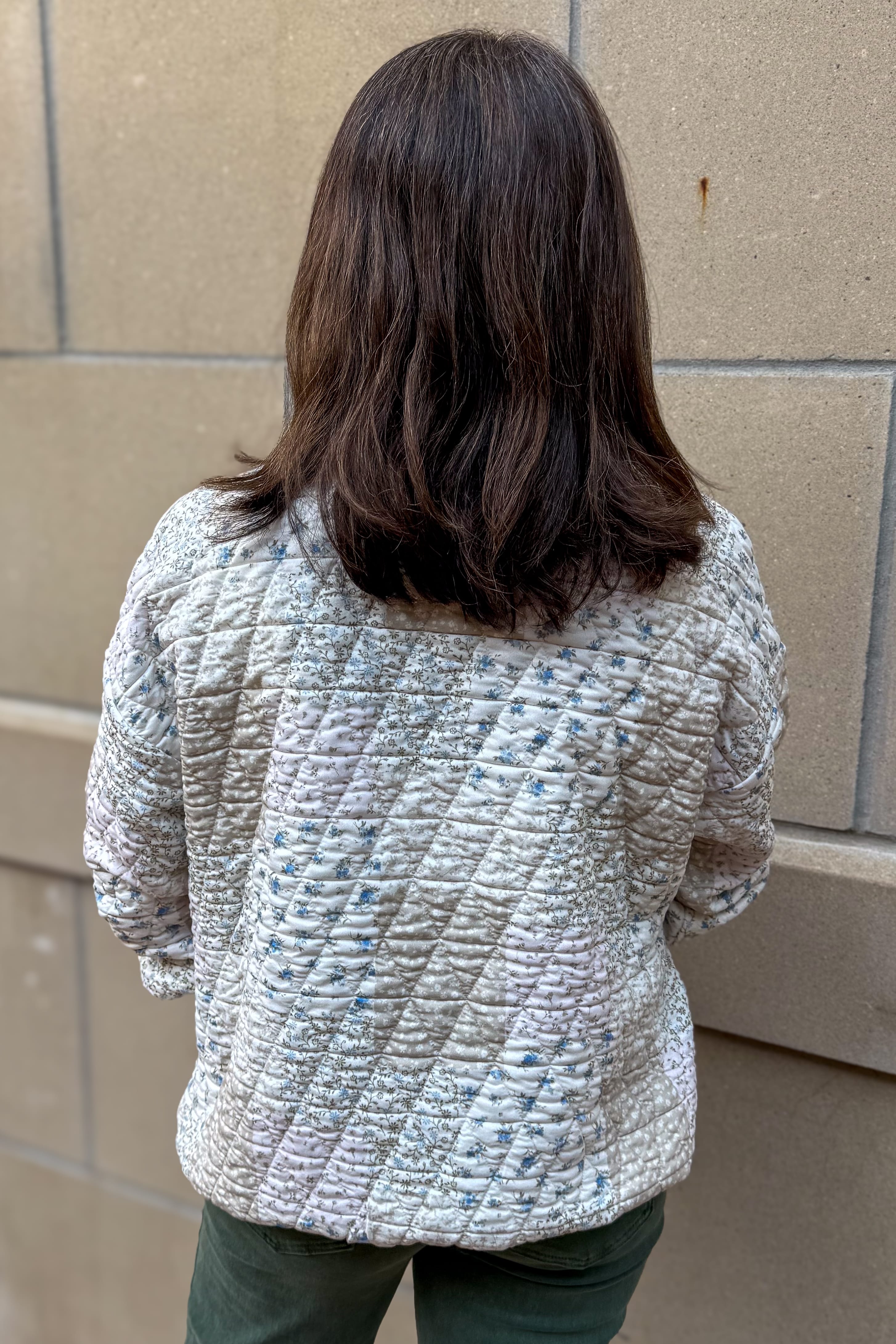 Cream Multi-Floral Patchwork Knit Top Back