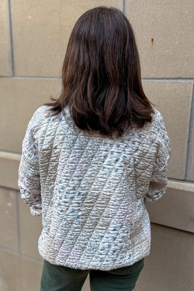 Cream Multi-Floral Patchwork Knit Top Back