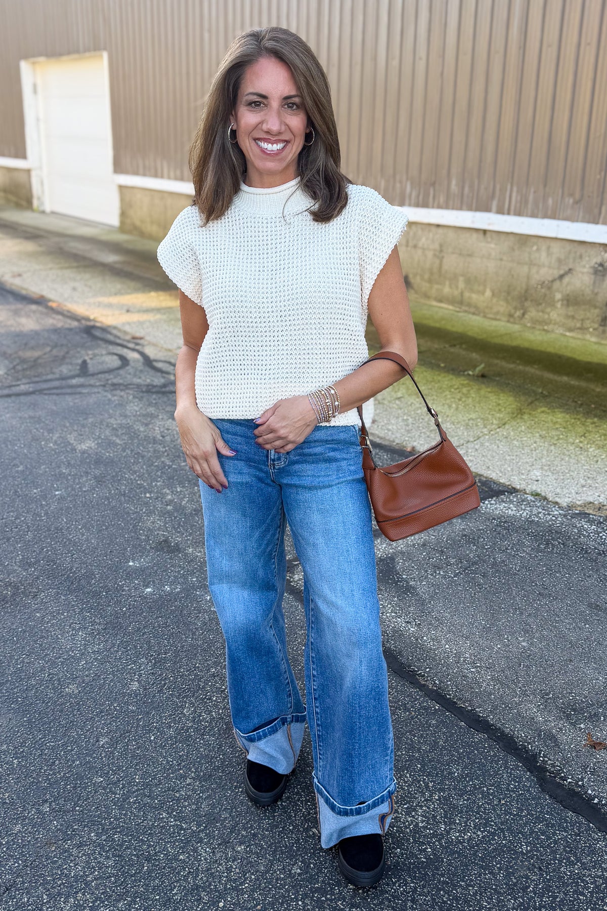 Cream Sweater Vest Styled