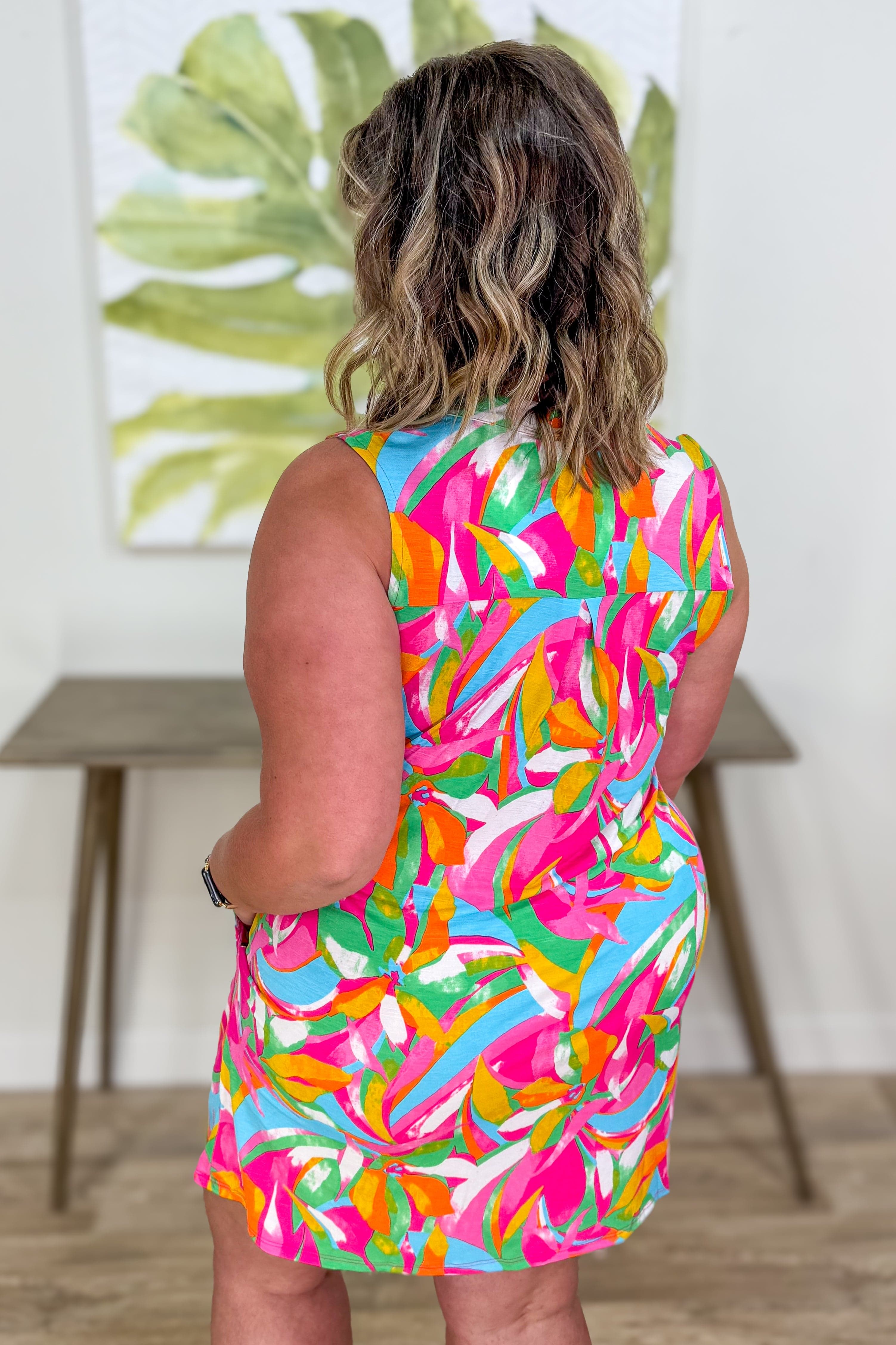 Sunset Palms Tank Dress Back