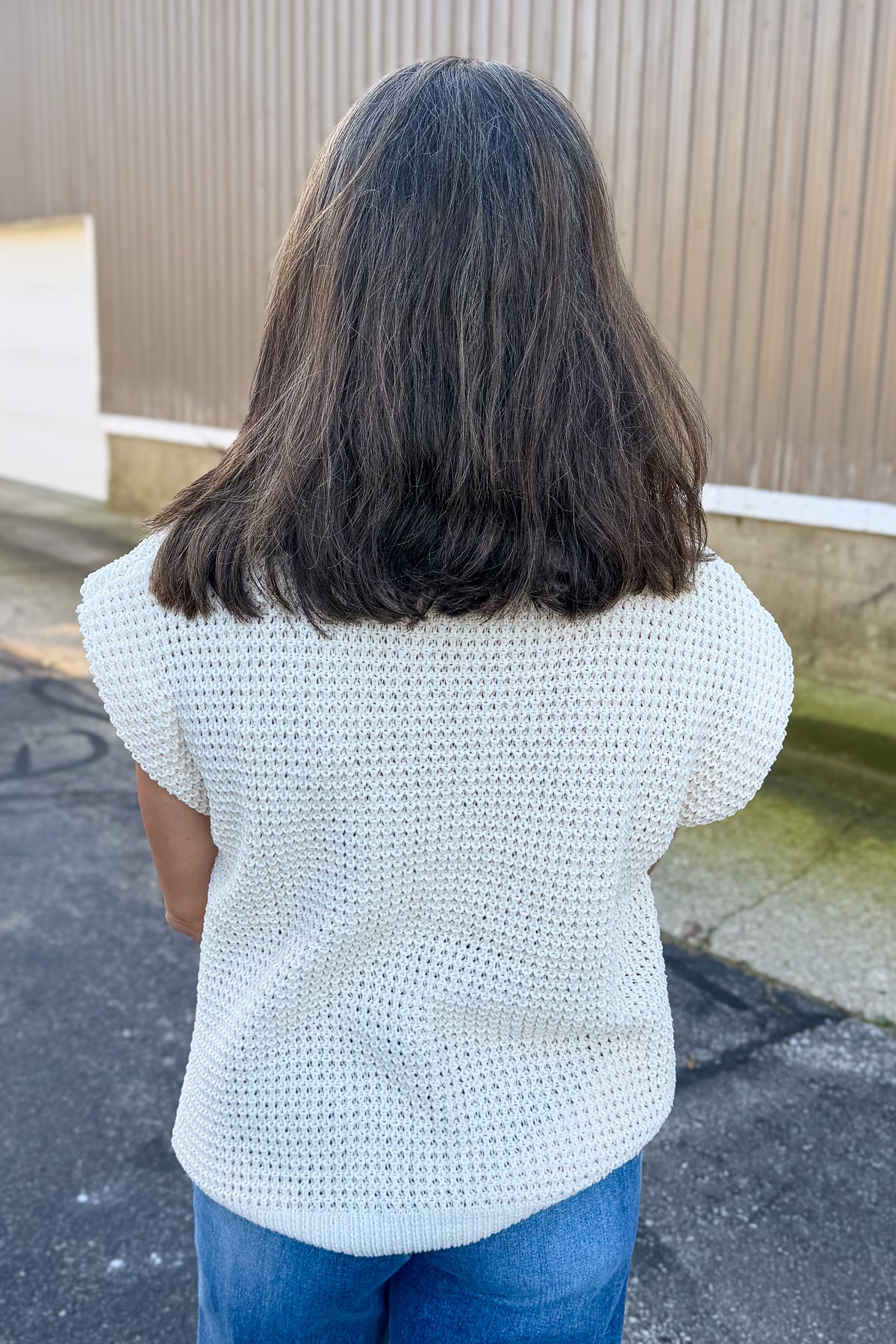 Cream Sweater Vest Back