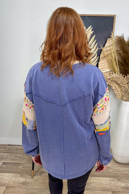 Denim Blue Mix Mineral Washed Top back